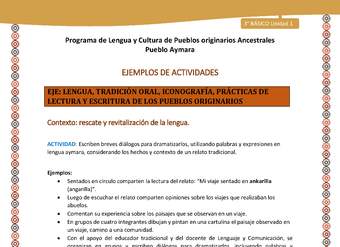 07-Actividad Sugerida LC03-U02-LR02- Escriben breves diálogos para dramatizarlos, utilizando palabras y expresiones en lengua aymara, considerando los hechos y contexto de un relato tradicional.