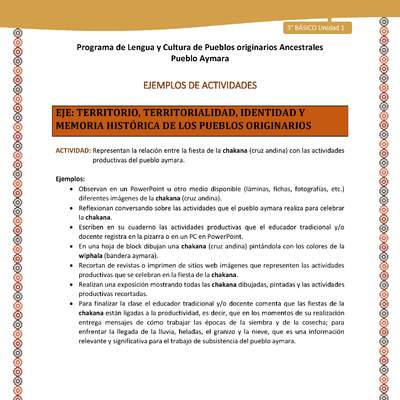 12-Actividad Sugerida LC03-U02-OA06-Representan la relación entre la fiesta de la chakana (cruz andina) con las actividades productivas del pueblo aymara.