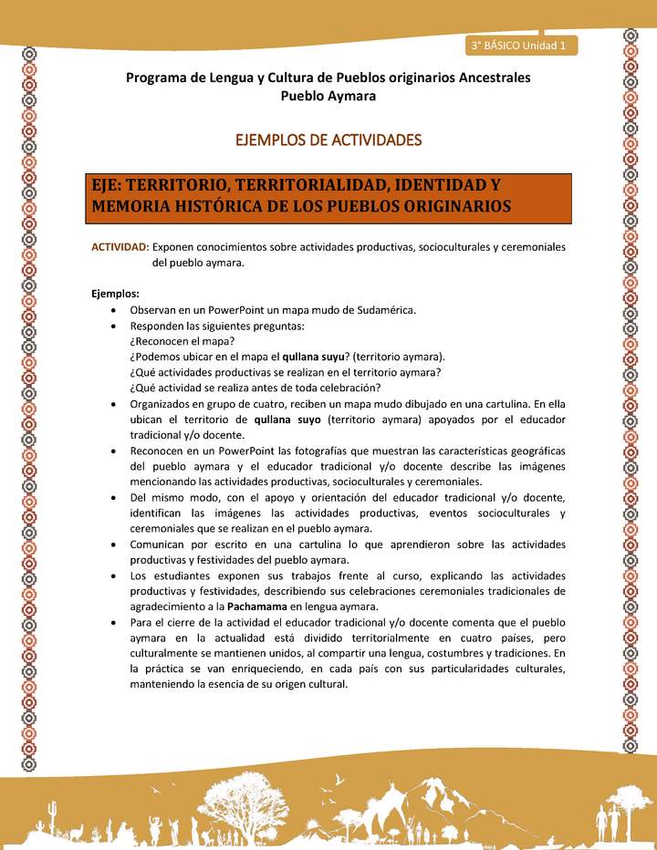 11-Actividad Sugerida LC03-U02-0A06-Exponen conocimientos sobre actividades productivas, socioculturales y ceremoniales del pueblo aymara.