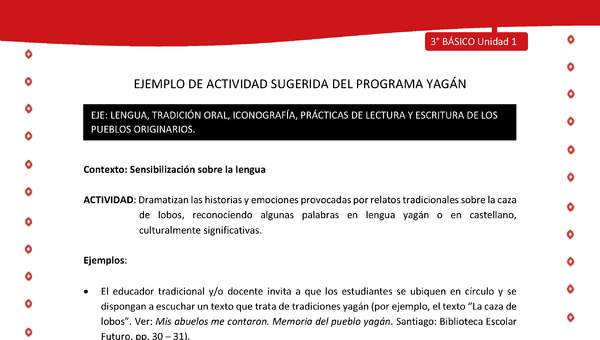 Dramatizan las historias y emociones provocadas por relatos tradicionales sobre la caza de lobos, reconociendo algunas palabras en lengua yagán o en castellano, culturalmente significativas