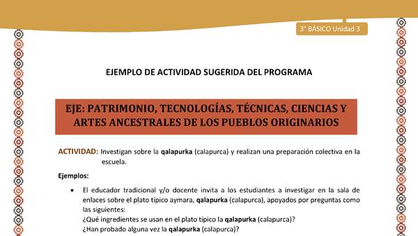 15-Actividad Sugerida LC03-U03-OA15-nvestigan sobre la qalapurka (calapurca) y realizan una preparación colectiva en la escuela