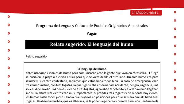 Relato sugerido: El lenguaje del humo