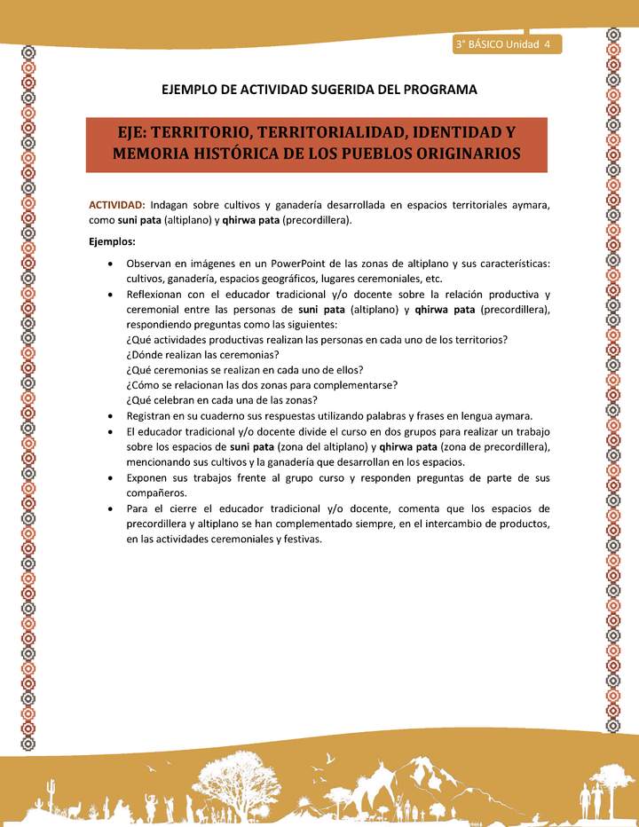 11-Actividad Sugerida LC03-U03 -AYM-OA06-Indagan sobre cultivos y ganadería desarrollada en espacios territoriales aymara, como suni pata (altiplano) y qhirwa pata (precordillera).