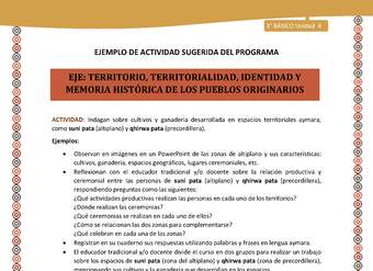 11-Actividad Sugerida LC03-U03 -AYM-OA06-Indagan sobre cultivos y ganadería desarrollada en espacios territoriales aymara, como suni pata (altiplano) y qhirwa pata (precordillera).