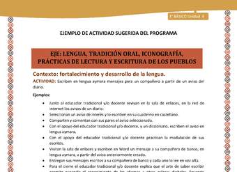 09-Actividad Sugerida LC03-U03 -AYM-LF04-Escriben en lengua aymara mensajes para un compañero a partir de un aviso del diario.