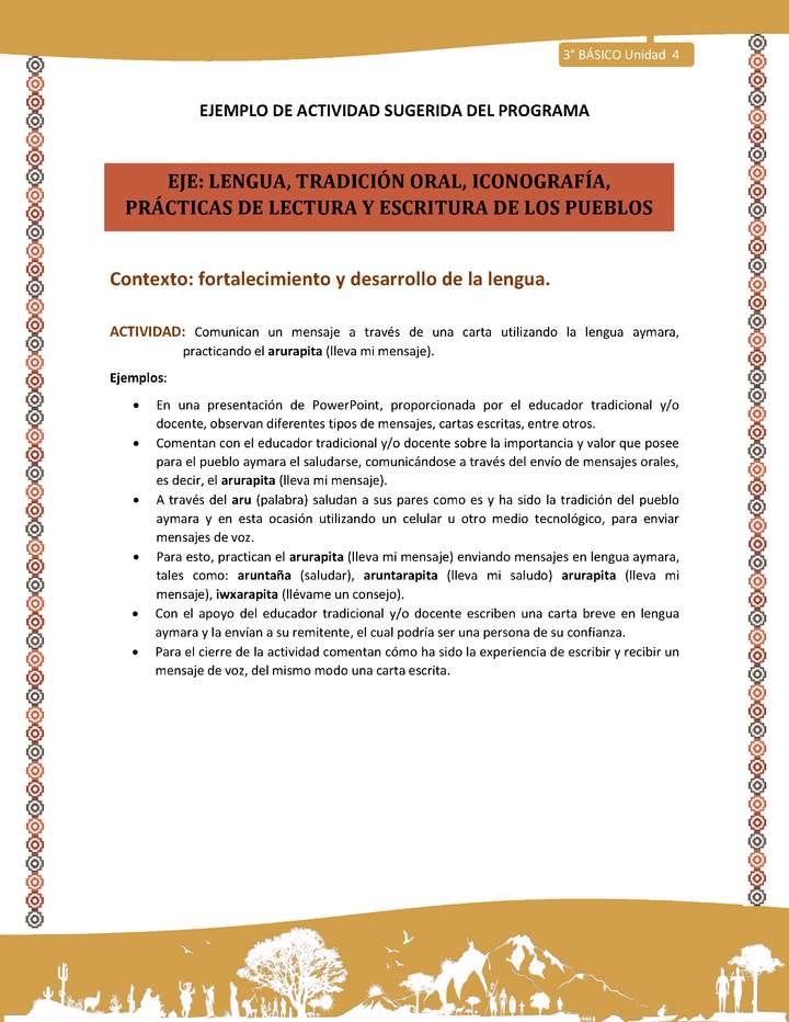 10-Actividad Sugerida LC03-U03 -AYM-LF04-Comunican un mensaje a través de una carta utilizando la lengua aymara, practicando el arurapita (lleva mi mensaje).