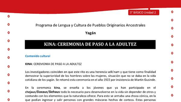 Kina: Ceremonia de paso a la adultez