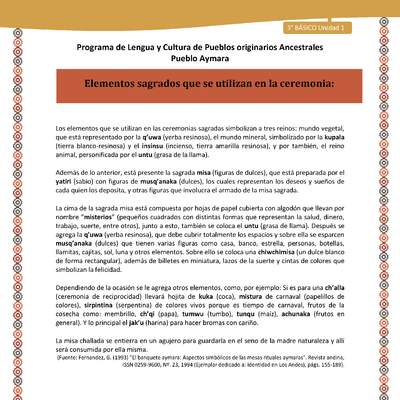 15-Orientaciones al docente - LC03 - Aymara - U01 -Elementos sagrados que se utilizan en la ceremonia