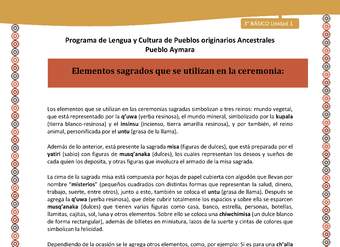 15-Orientaciones al docente - LC03 - Aymara - U01 -Elementos sagrados que se utilizan en la ceremonia