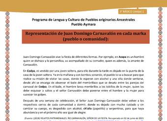 04-Orientaciones al docente - LC03 - Aymara - U01 -Representación de Juan Domingo Carnavalón en cada marka (pueblo o comunidad)