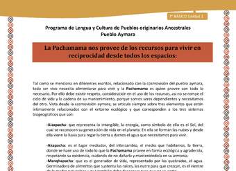 12-Orientaciones al docente - LC03 - Aymara - U01 -La Pachamama nos provee de los recursos para vivir en reciprocidad desde todos los espacios