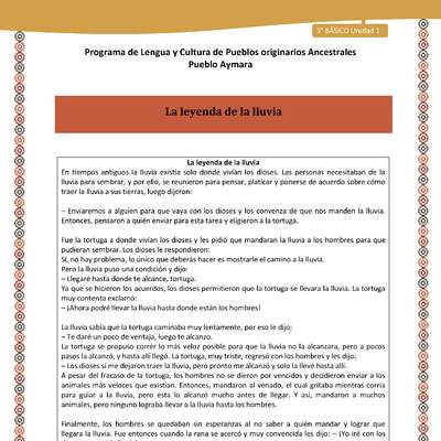 05-Orientaciones al docente - LC03 - Aymara - U01 -La leyenda de la lluvia