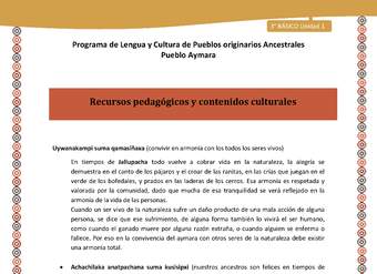 02-Orientaciones al docente - LC03 - Aymara - U01 -Recursos pedagógicos y contenidos culturales