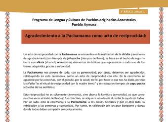 14-Orientaciones al docente - LC03 - Aymara - U01 -Agradecimiento a la Pachamama como acto de reciprocidad