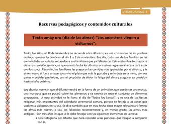 11-Orientaciones para el educador-LC03 U04-Texto amay uru (día de las almas) “Los ancestros vienen a visitarnos”