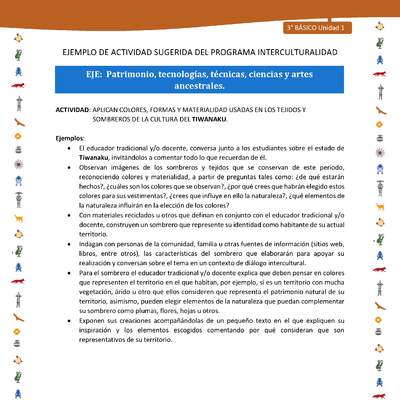 Aplican colores, formas y materialidad usadas en los tejidos y sombreros de la cultura del tiwanaku