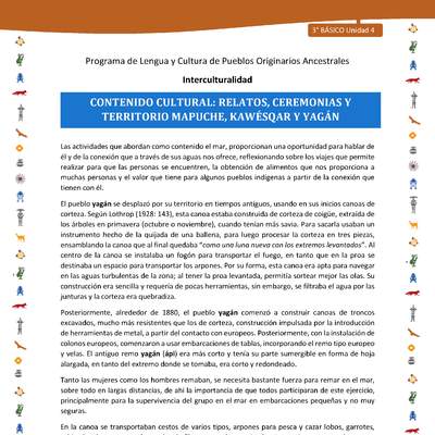 Contenido cultural: relatos, ceremonias y territorio mapuche, kawésqar y yagán