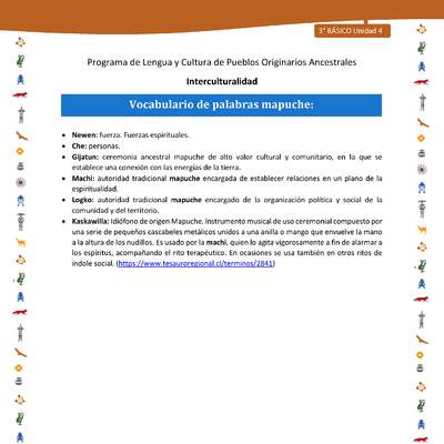 Vocabulario de palabras mapuche