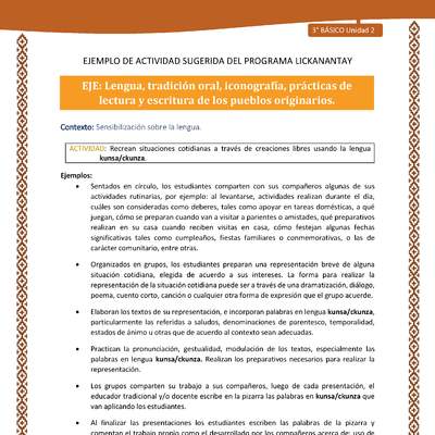 Recrean situaciones cotidianas a través de creaciones libres usando la lengua kunsa/ckunza