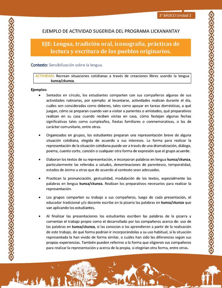 Recrean situaciones cotidianas a través de creaciones libres usando la lengua kunsa/ckunza