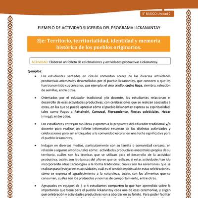 Elaboran un folleto de celebraciones y actividades productivas Lickanantay