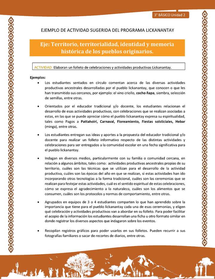 Elaboran un folleto de celebraciones y actividades productivas Lickanantay