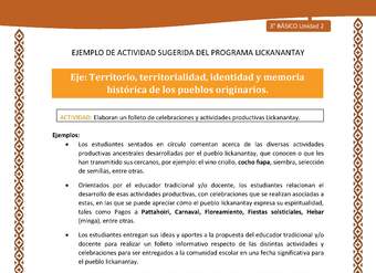 Elaboran un folleto de celebraciones y actividades productivas Lickanantay