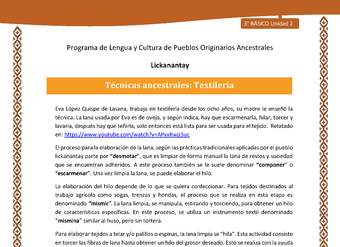 Técnicas ancestrales: Textilería