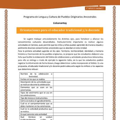 Orientaciones para el educador tradicional y/o docente