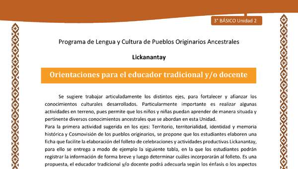 Orientaciones para el educador tradicional y/o docente