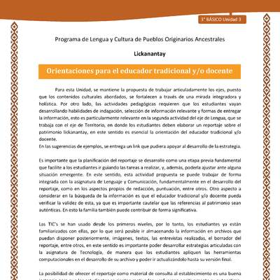 Orientaciones para el educador tradicional y/o docente