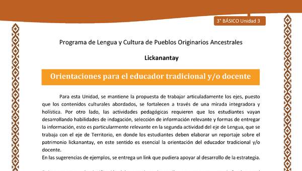 Orientaciones para el educador tradicional y/o docente