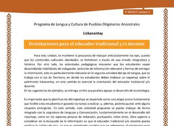 Orientaciones para el educador tradicional y/o docente