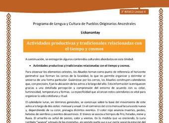 Actividades productivas y tradicionales relacionadas con el tiempo y cosmos