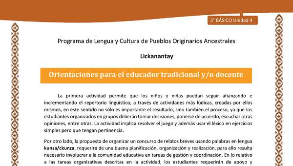 Orientaciones para el educador tradicional y/o docente