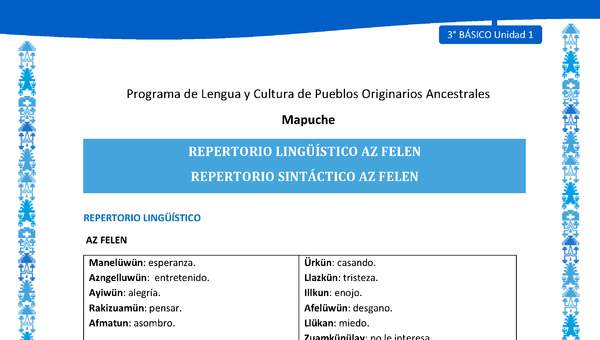 Repertorio lingüístico y sintáctico Az felen