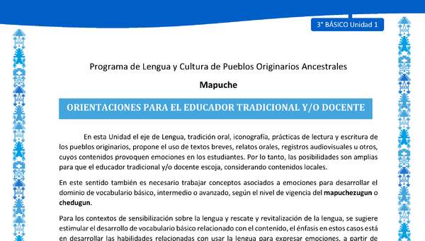 Orientaciones para el educador tradicional y/o docente