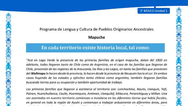 En cada territorio existe historia local, tal como: