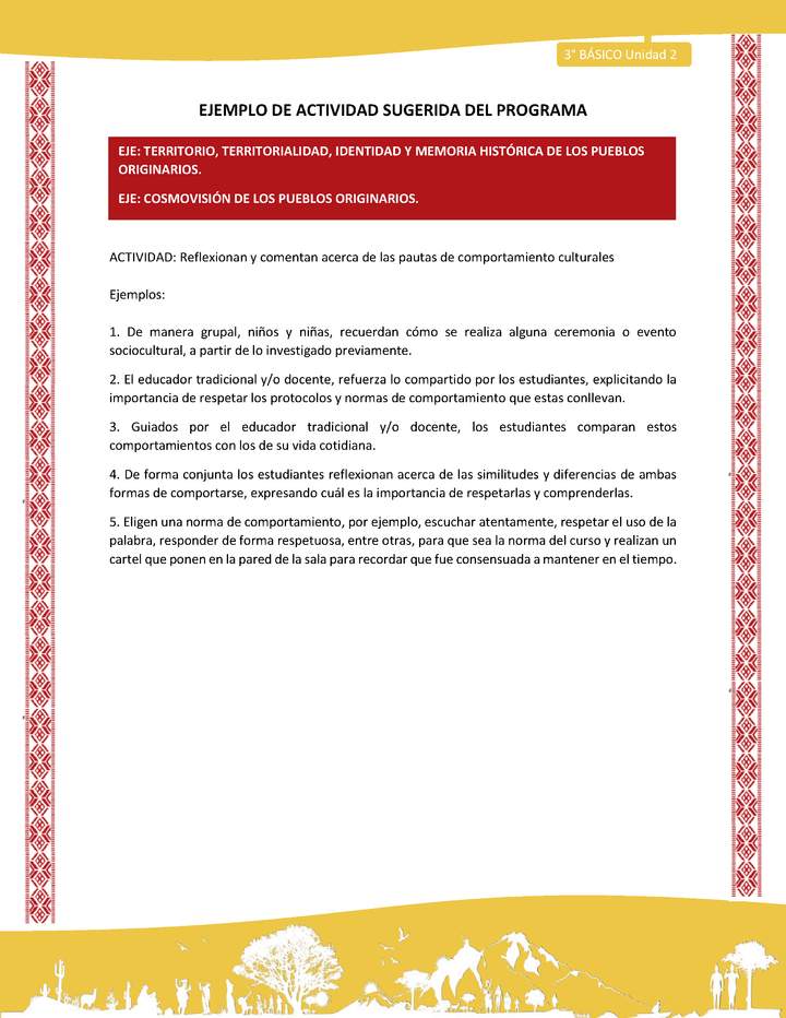 04-Actividad Sugerida LC03 COL-U02-OA06;OA11-Reflexionan y comentan acerca de las pautas de comportamiento culturales