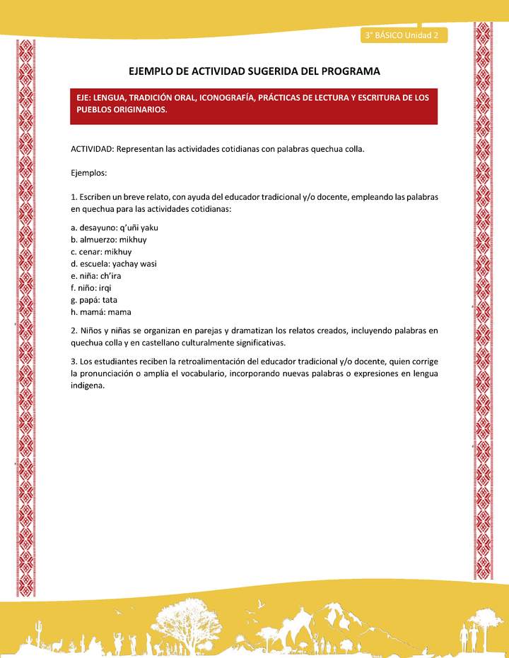 02-Actividad Sugerida LC03 COL-U02-LS02-Representan las actividades cotidianas con palabras quechua colla.