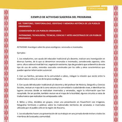 02-Actividad Sugerida LC03 COL-U04-OA06;OA09;OA14-Investigan sobre los pisos ecológicos: veranadas e invernadas.