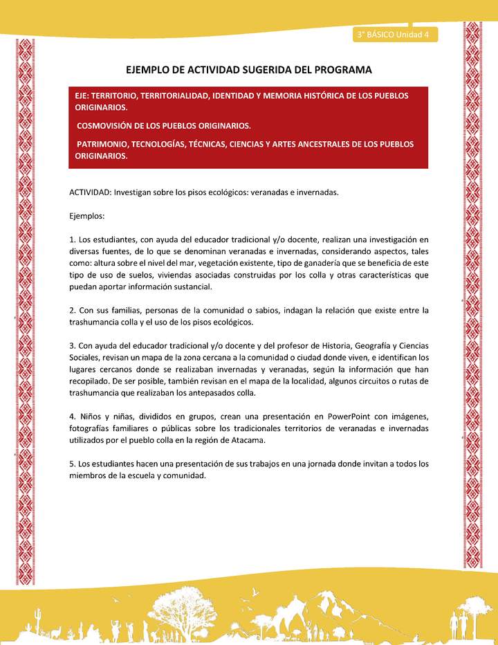 02-Actividad Sugerida LC03 COL-U04-OA06;OA09;OA14-Investigan sobre los pisos ecológicos: veranadas e invernadas.