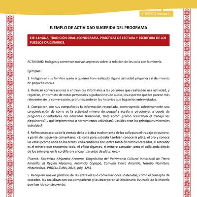 03-Actividad Sugerida LC03 COL-U01-LS01-Indagan y comentan nuevos aspectos sobre la relación de los colla con la minería