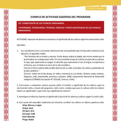 03-Actividad Sugerida LC03 COL-U03-OA10;OA15-Expresan en diversas creaciones el significado de los colores según la cosmovisión colla.