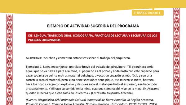 01-Actividad Sugerida LC03 COL-U01-LS01-Escuchan y comentan entrevistas sobre el trabajo del pirquinero.