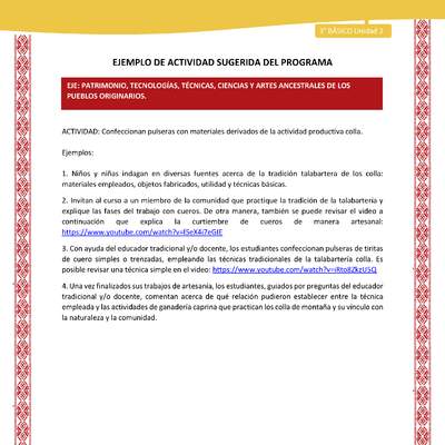 06-Actividad Sugerida LC03 COL-U02-OA13-Confeccionan pulseras con materiales derivados de la actividad productiva colla