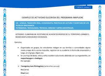 Elaboran un recetario de alimentos propios de su territorio usando el idioma mapuchezugun o chedugun