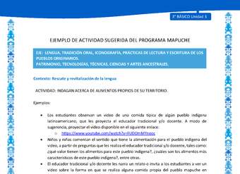 Indagan acerca de alimentos propios de su territorio