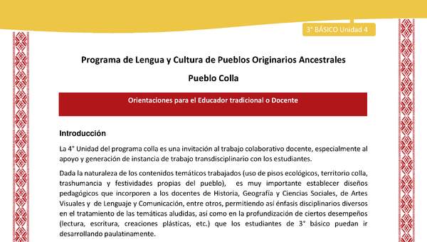 Orientaciones al docente - LC03 - Colla - U04 - Introducción