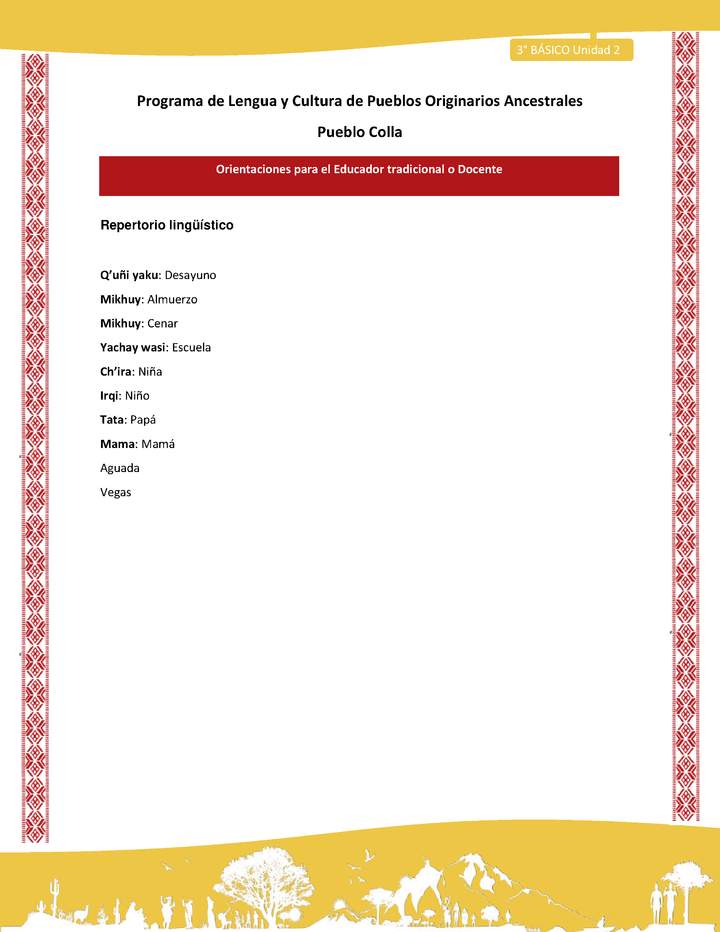 Orientaciones al docente - LC03 - Colla - U02 - Repertorio lingüístico